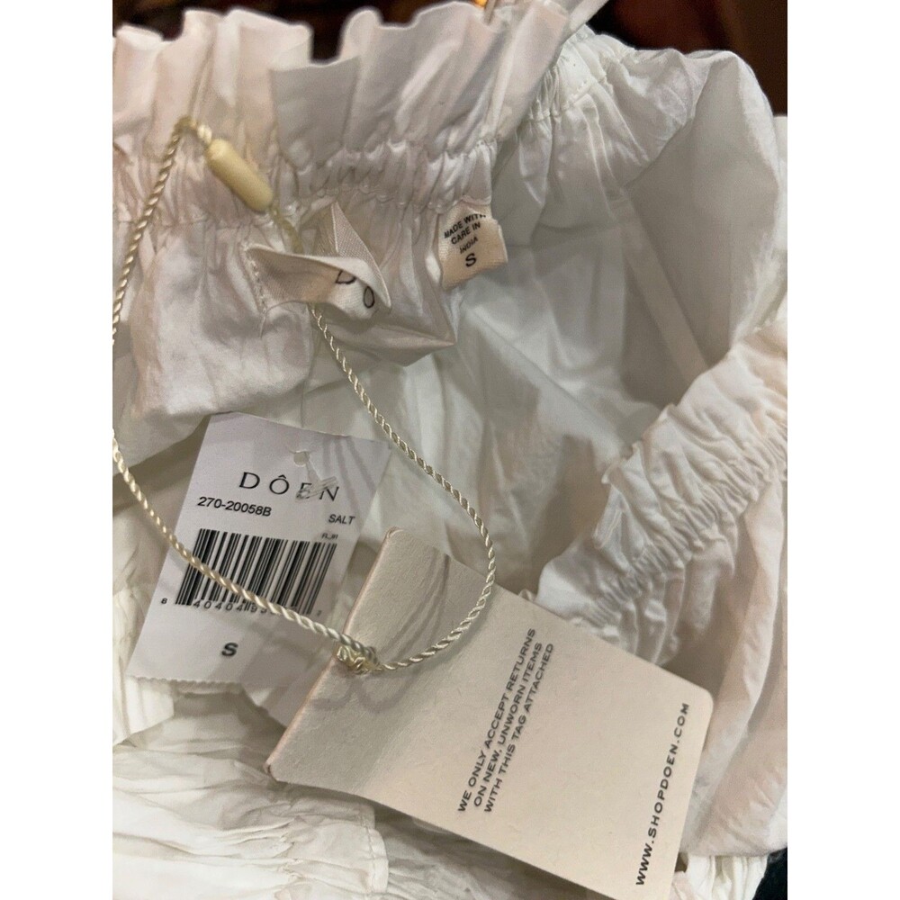 DOEN Leanne Women’s Cotton Scoop Neck Smocked Midi Dress size S NWT Salt White - Picture 10 of 12